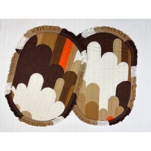 Vintage Pair Mod Abstract Placements Ruffled Edge 1970s Retro Kitchen Decor
